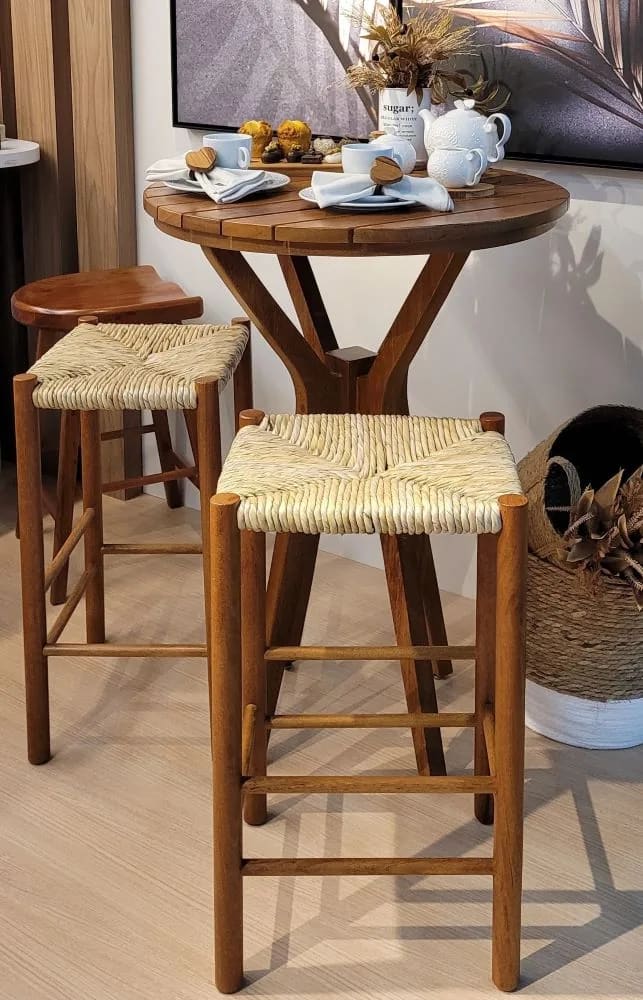Mesa de bistró 80cm Jardim tablero macizo de listones Noble