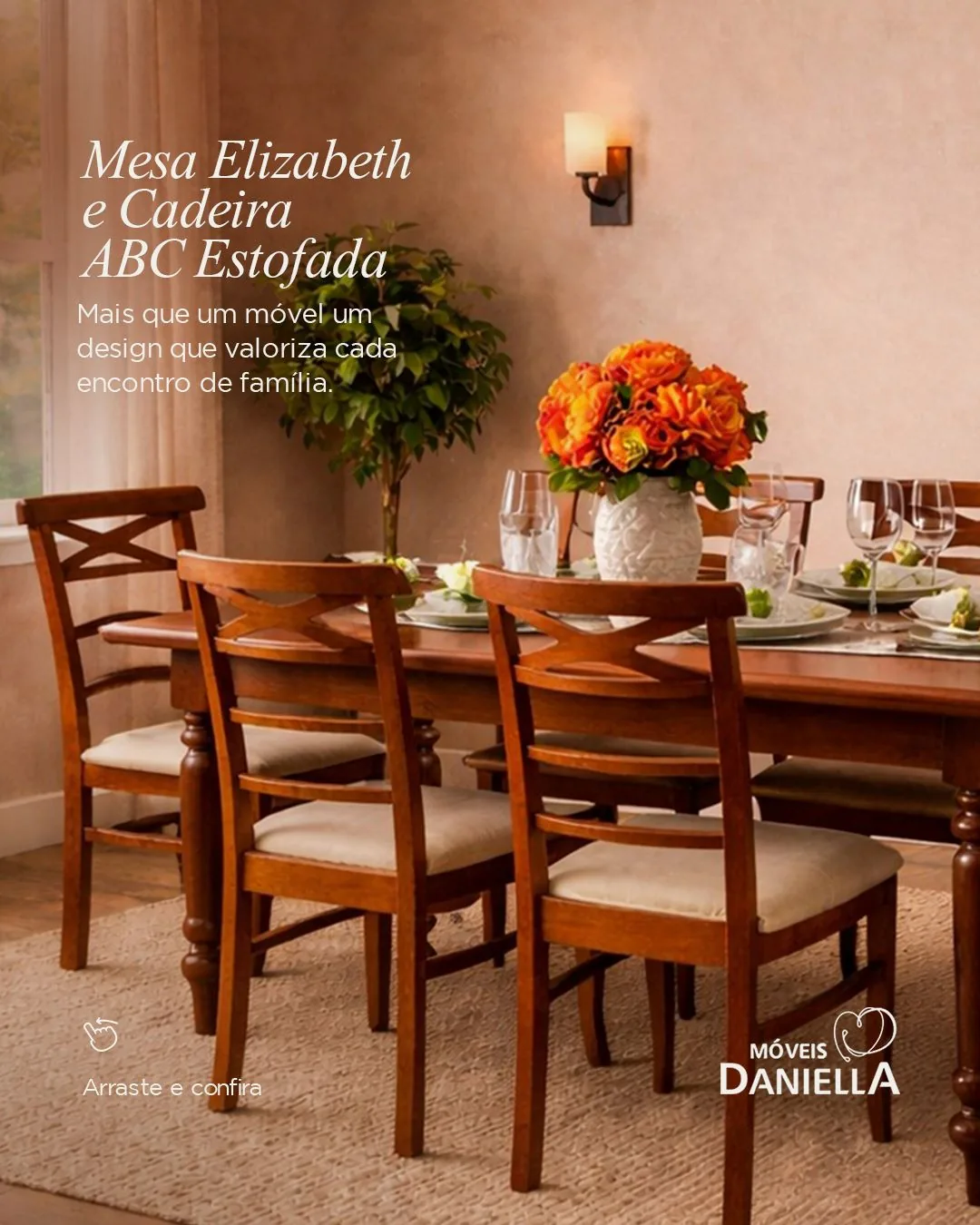 Conjunto de mesa Elizabeth 170 x 90 con 06 sillas ABC tapizadas Noble